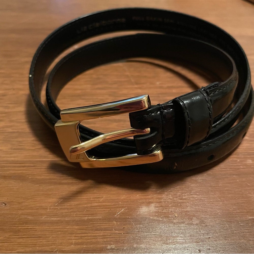 Patent Leather 3/4” Belt with Square Gold Buckle 35” in Length